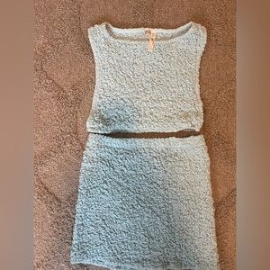 Free People Light Blue Textured Set (Skirt + Top)